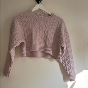 Sunday Best Aritzia Light Pink Cable Knit Cropped Sweater